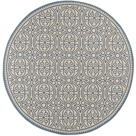 Safavieh 6 ft. 7 in. x 6 ft. 7 in. Round Linden 100 Contemporary Area Rug Blue & Creme LND134M-6R